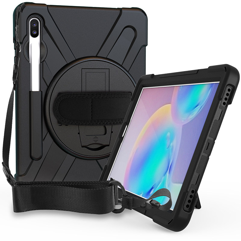适用三星 Galaxy Tab S6保护套带笔槽10.5英寸平板电脑sm-T860全包边软壳硅胶防摔T865C旋转支架手持托挂肩绳