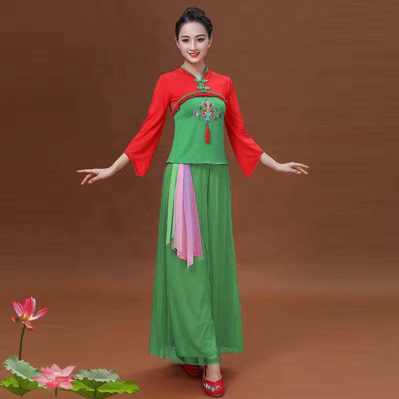 特价广场舞服装套装中老年新款杨丽萍舞蹈服演出扇子舞女春夏跳舞