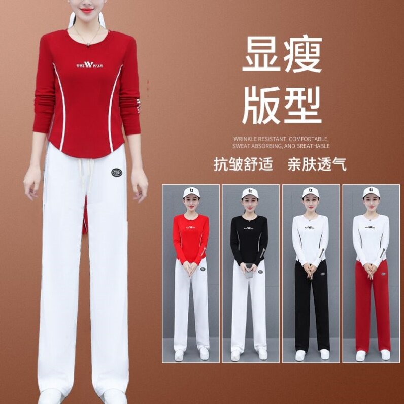 新款杨丽萍广场舞服装秋季新款圆领长袖棉抖音休闲运动健身操跳舞
