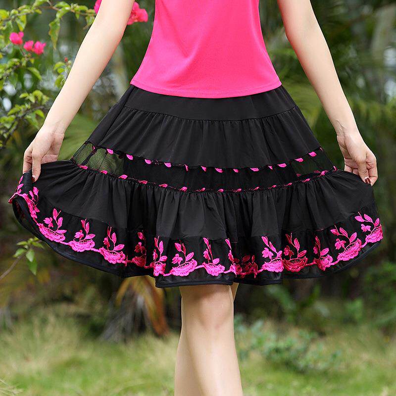 特价广场舞服装新款套装中老年舞蹈网纱上衣中袖演出服女跳舞短大