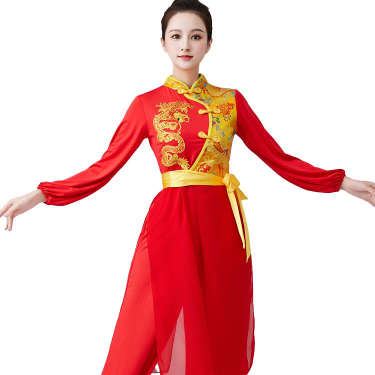 特价打鼓演出服女腰鼓服水鼓舞民族蹈秧歌服长袖新款锣鼓队服装