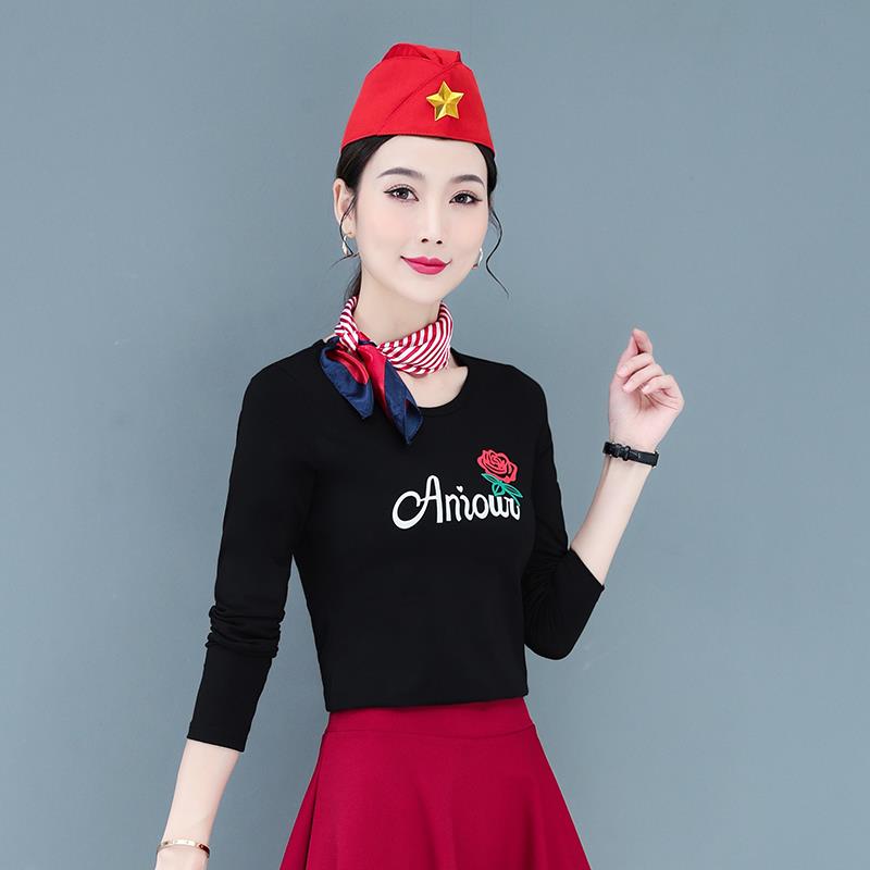 特价红色水兵舞蹈演出服广场舞服装运动套装裙健身秋季新款跳舞衣
