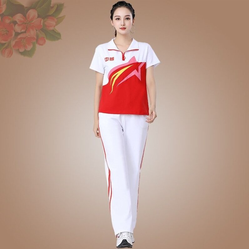 新款广场舞服装秋季长袖健身运动服国庆男女团体跳操舞蹈服表演演