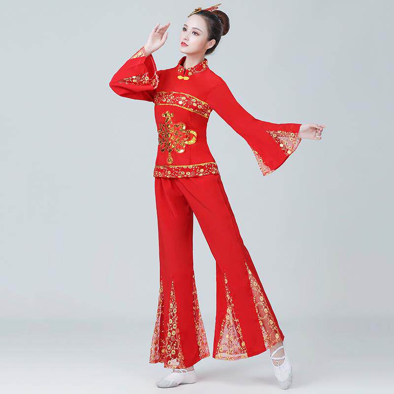 特价秧歌服女新款套装中老年扇子舞蹈演出服腰鼓队广场舞服装跳舞