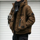 冬季 连帽羽绒服男潮牌宽松户外多口袋机能90白鸭绒保暖外套潮 工装