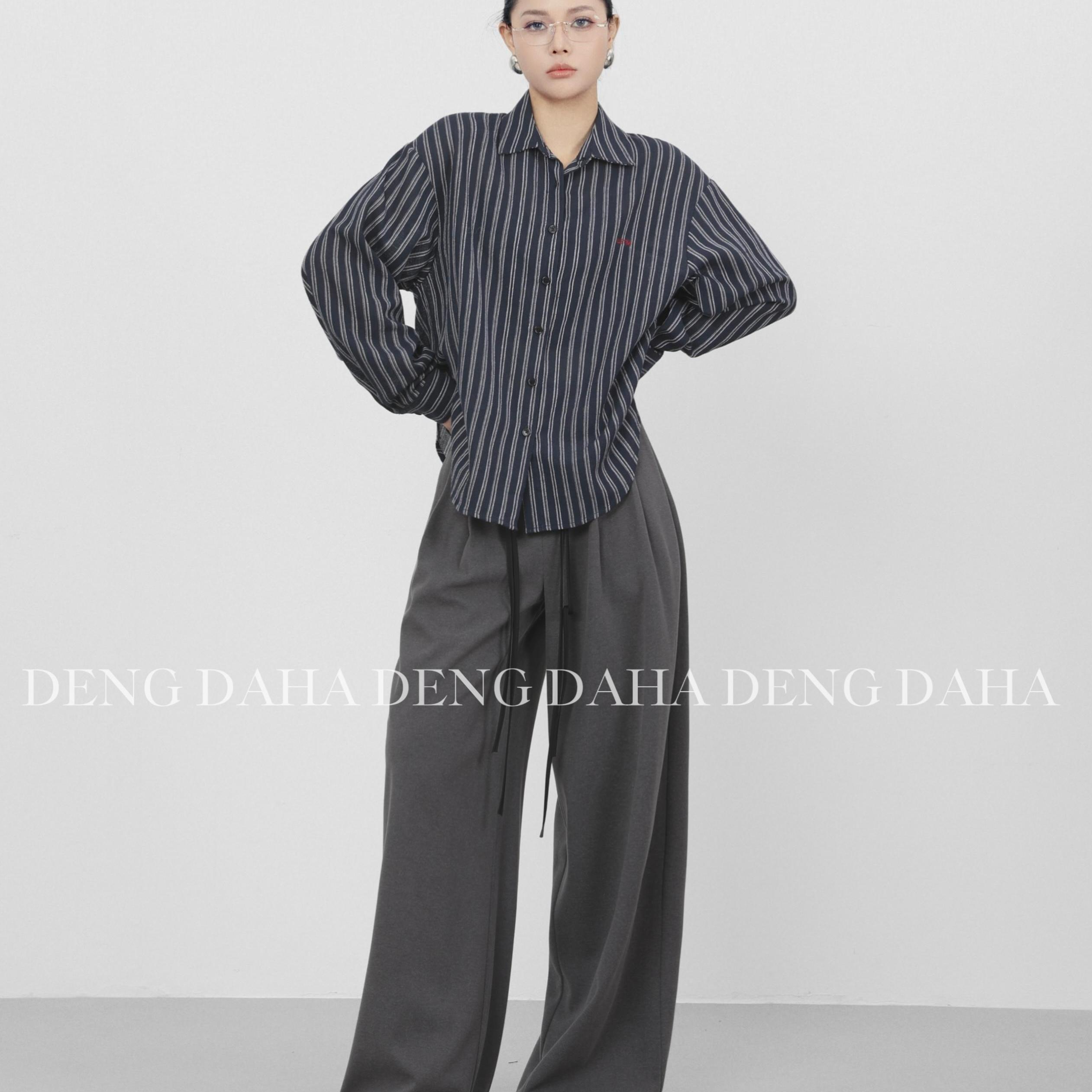 「条纹录」24新款条纹长袖衬衫宽松慵懒风上衣HBZA917018a nnassa