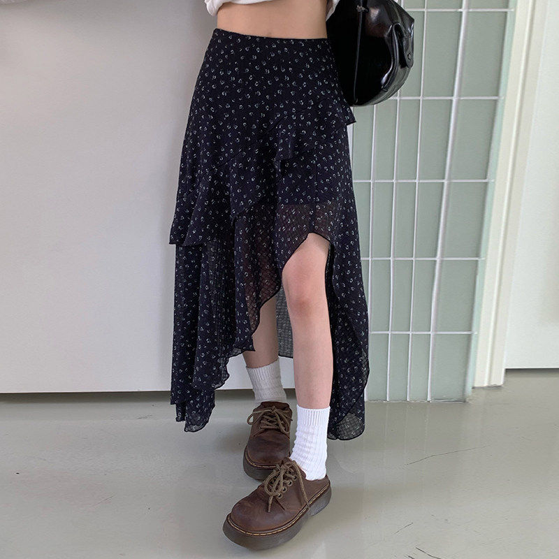 橘子树在哪儿不规则碎花半身裙女夏季设计感小众法式显瘦百搭裙子