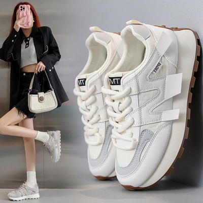 运动鞋女2025新款春季百搭爆款女鞋减震轻便跑步鞋厚底休闲小白鞋