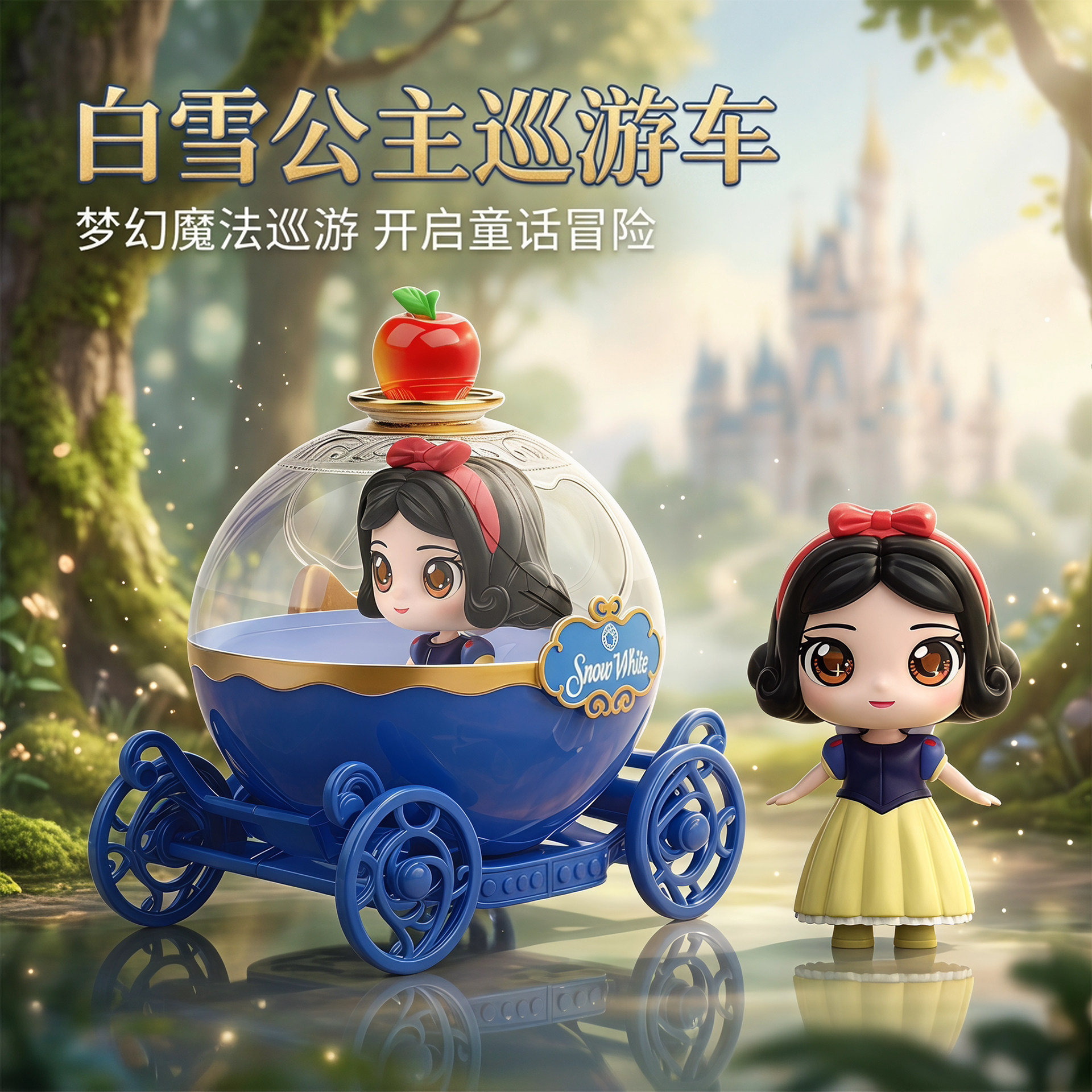 迪士尼正版白雪公主儿童过家家玩具女孩童话故事梦幻魔法巡游马车图片