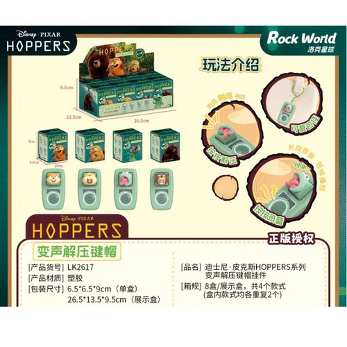 洛克星球迪士尼皮克斯变声解压键帽HOPPERS长按录音播放玩具摆件