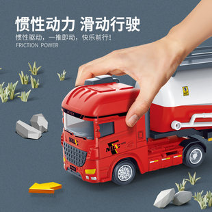 仿真惯性砂石水泥运输工程卡车泥罐翻斗拖挂模型儿童玩具生日礼物