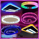 LED 饰台球灯圆环 圆形亚克力灯箱弧形吊环霓虹灯发光字定制酒吧装