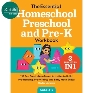 英文原版学前班家庭教育练习册 The Essential Homeschool Preschool and Pre-K Workbook 英语阅读书写 早期数学 又日新