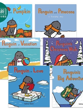 Salina Yoon 企鹅一族系列英文原版绘本6册 Penguin and Pumpkin Pinecone in Love on Vacation 儿童故事纸板书 又日新