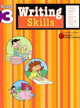 Flash Kids写作技能3年级 英文原版Writing Skills Grade3小学教材教辅 英语写作技巧Harcourt Family Learning家庭学习练习?