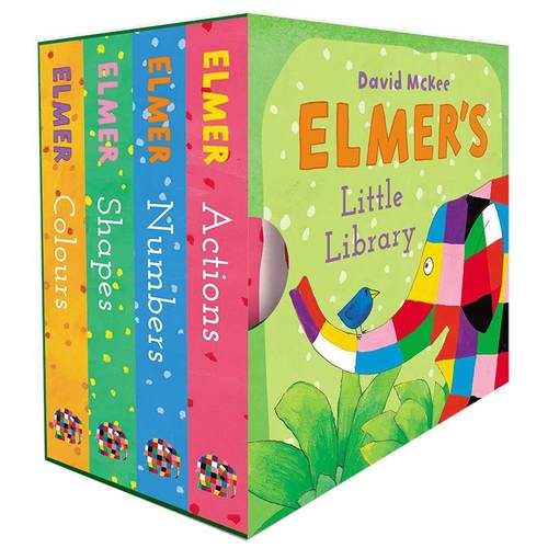 花格子大象艾玛的小小图书馆 英文原版 Elmer’s Little Library 纸板书 3-6岁