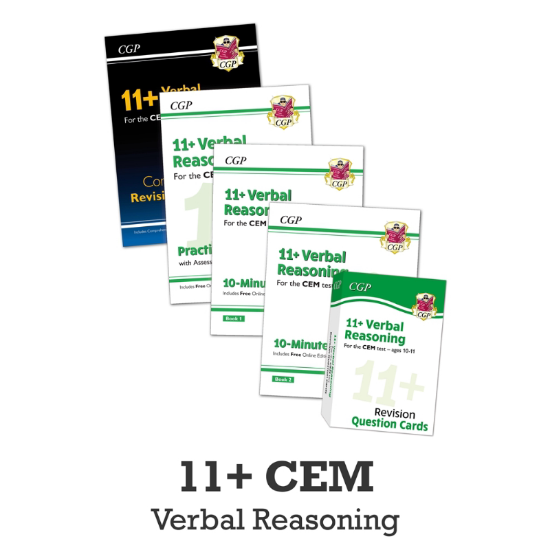 预售 英国CGP原版 11+ CEM Verbal Reasoning 小学6年级 语言逻辑推理学练套装5册 含电子版 10-11岁 私立中学入学考试