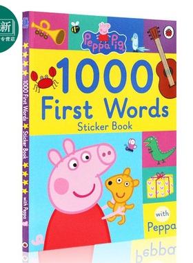 粉红猪小猪佩奇1000词配贴纸 Peppa Pig: 1000 First Words Sticker Book 贴纸书 单词启蒙亲子互动游戏读物 英文原版 3-6岁