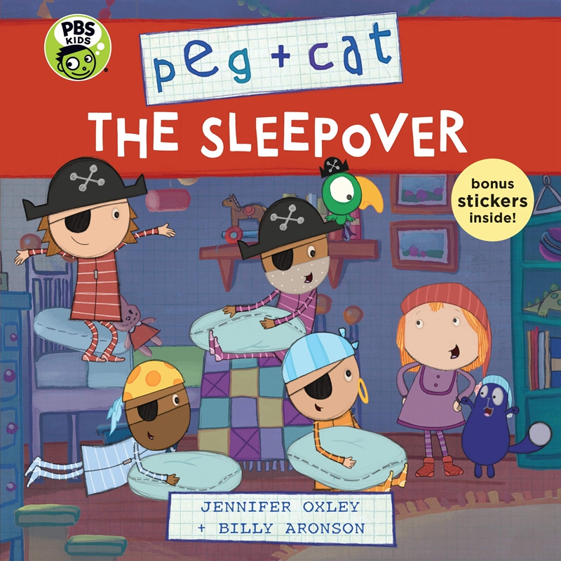 佩格和小猫5英文原版 The Sleepover(Peg+ Cat)儿童绘本卡通动画贴纸书 4-8岁