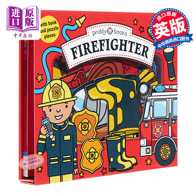 小小角色扮演家：消防员Let's Pretend Firefighter  翻翻玩具书 拼图书游戏盒 英文原版 Roger Priddy  3岁以上 儿童游戏读?