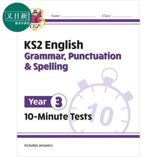 KS2 Minute English 语法标点和拼写 新 英国原版 英语10分钟测试 第3年New CGP教辅 Year Tests Grammar 又日新