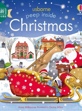 预售 偷偷看里面 圣诞节Peep Inside Christmas英文原版 儿童纸板书亲子绘本 翻翻书捉迷藏图画书 进口童书儿童读物 又日新
