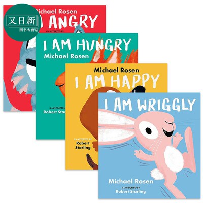 预售 Michael Rosen 英文原版罗森爷爷情绪绘本4册套装 I Am 生气Angry 饿了Hungry 开心小狗Happy 快乐兔子舞Wriggly 又日新