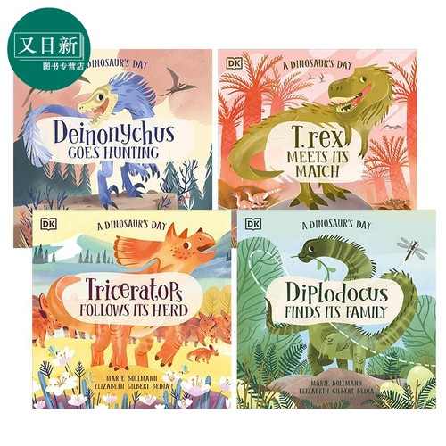 A Dinosaurs Day DK绘本 恐龙日记4册 英文非小说动物科普图画书 Diplodocus Deinonychus Triceratops T rex  又日新