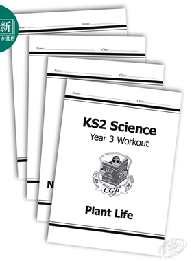 英国CGP教材 KS2 Science Year 3 Workout 科学锻炼包套装4册 小学3年级 植物寿命+营养与身体+石与土+光与力 5-7岁