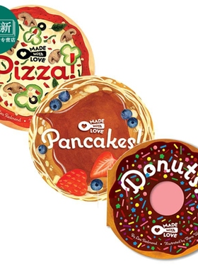 预售 低幼儿童食谱游戏纸板异形书3册套装 美食篇 Made with Love Pizza 披萨 Pancakes 班戟 Donuts 甜甜圈 英文原版 又日新