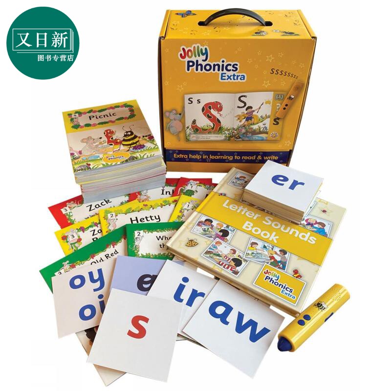 快乐自然拼读学生学习套装 手写体英式英语含点读笔Jolly Phonics Extra in Precursive Letters British English 又日新