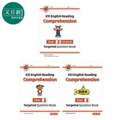 英国原版CGP KS1小学二年级英语阅读理解3册 1+2+Stretch English Targeted Question Book Year 2 Comprehension 又日新