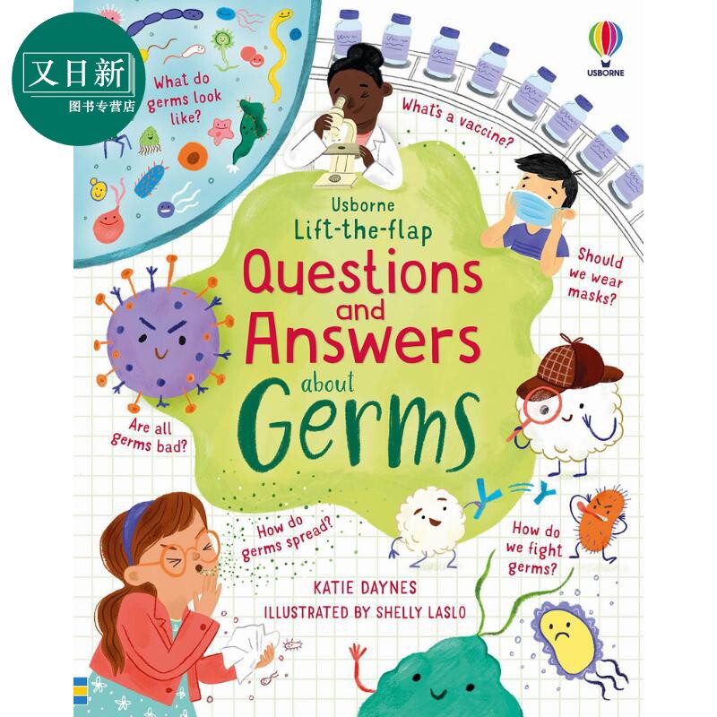 Lift-the-flap Questions and Answers about Germs 尤斯伯恩翻翻学:细菌 英文原版进口图书 儿童科普绘本翻翻书 又日新