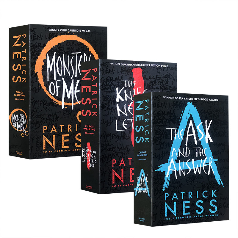 英文原版 Chaos Walking 混沌漫步行走（3册合售 ）当怪物来敲门 青少年科幻小说 卡内基童书奖 Patrick Ness 10-14岁课外读?