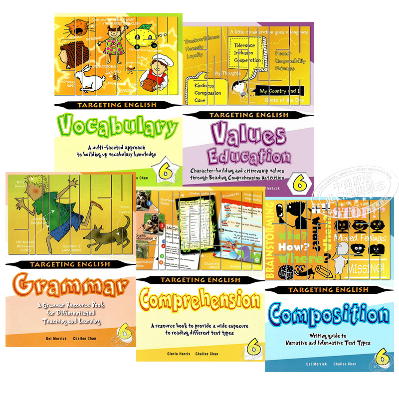 新加坡小学英语Targeting English套装第6级语法词汇阅读写作价值观教育共5册含答案