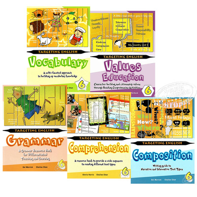 新加坡小学英语Targeting English套装第6级语法词汇阅读写作价值观教育共5册含答案