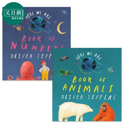 Oliver Jeffers Here We Are 奥利弗 杰弗斯儿童绘本2册套装 Book of Animals Numbers 动物 数字之书 英文原版 2-5岁 又日新