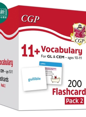 英国原版教辅CGP 11+ Vocab Cards Pack 2 ages 10-11 11+词汇卡包2，10-11岁 英文原版 进口图书 教材教辅参考书 又日新