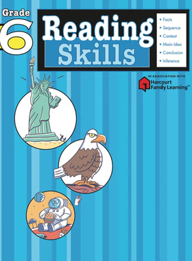 Flash Kids 阅读技巧6年级 英文版 Reading Skills Grade6英语学习辅助 小学家庭英文练习册 Harcourt Family Learning 工具?