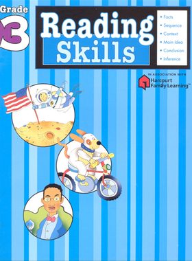 Flash Kids 阅读技巧3年级 英文版Reading Skills Grade3 英语学习辅助 小学家庭英文练习册 Harcourt Family Learning工具书