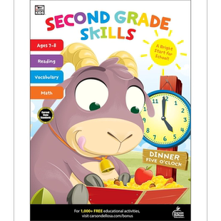 Carson Dellosa Second Grade Skills Workbook for 2nd Grade 二年级技能练习册 英语拼写阅读数学计数活动书 又日新