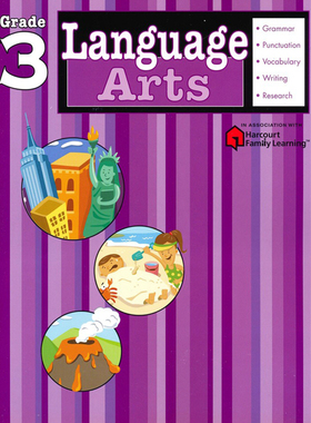 Flash kids语言艺术习题3年级英文原版Language Arts: Grade 3英语词汇拼写 美国教材教辅工具书Harcourt Family Learning