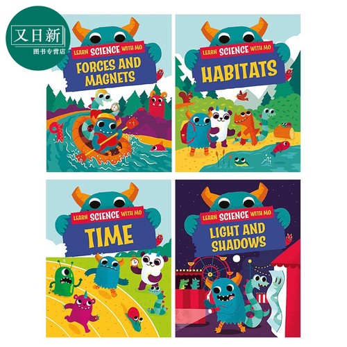 Learn Science with Mo 与毛毛怪一起学科学4册 光与影Light Shadows 栖息地Habitats 时间Time Forces Magnets 又日新