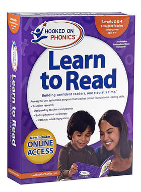 迷上自然拼读系列学与读幼儿园全集L3&4新版Hooked on Phonics Learn to Read K Complete Levels 3&4带DVD光盘 又日新