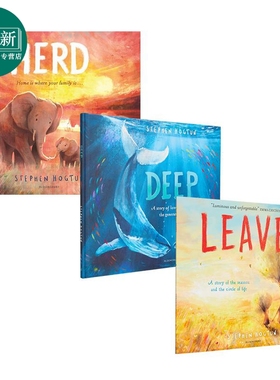 Stephen Hogtun 英文原版儿童绘本3册 深海Deep 叶子Leaves 族群Herd 亲子共读亲情故事图画书 又日新