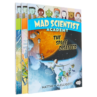 疯狂科学学院系列漫画1-3 英文原版 Mad Scientist Academy 少儿科学百科 儿童科普漫画 6-12岁 又日新