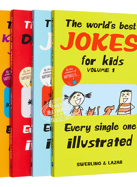 很好笑的笑话全集4册 The World's Best Jokes for Kids 1-4 英文原版进口 脑筋急转弯 儿童插图幽默笑话书 又日新