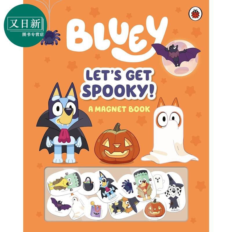 预售 磁贴书 小蓝狗布鲁伊 南瓜节 Bluey Lets Get Spooky 英文原版 儿童卡通动画故事书 游戏书 精装绘本 进口童书 又日新