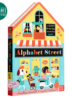字母街 英文原版 Alphabet Street 纸板书 长折页书 翻翻书 3-6岁 英语启蒙绘本