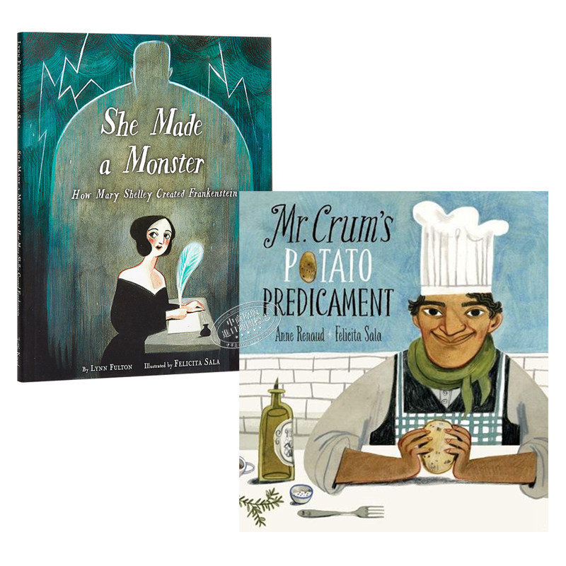 Felicita Sala插画绘本2册 英文原版 She Made a Monster/Mr. Crums Potato Predicament 玛丽·雪莱与弗兰肯斯坦 科学怪人